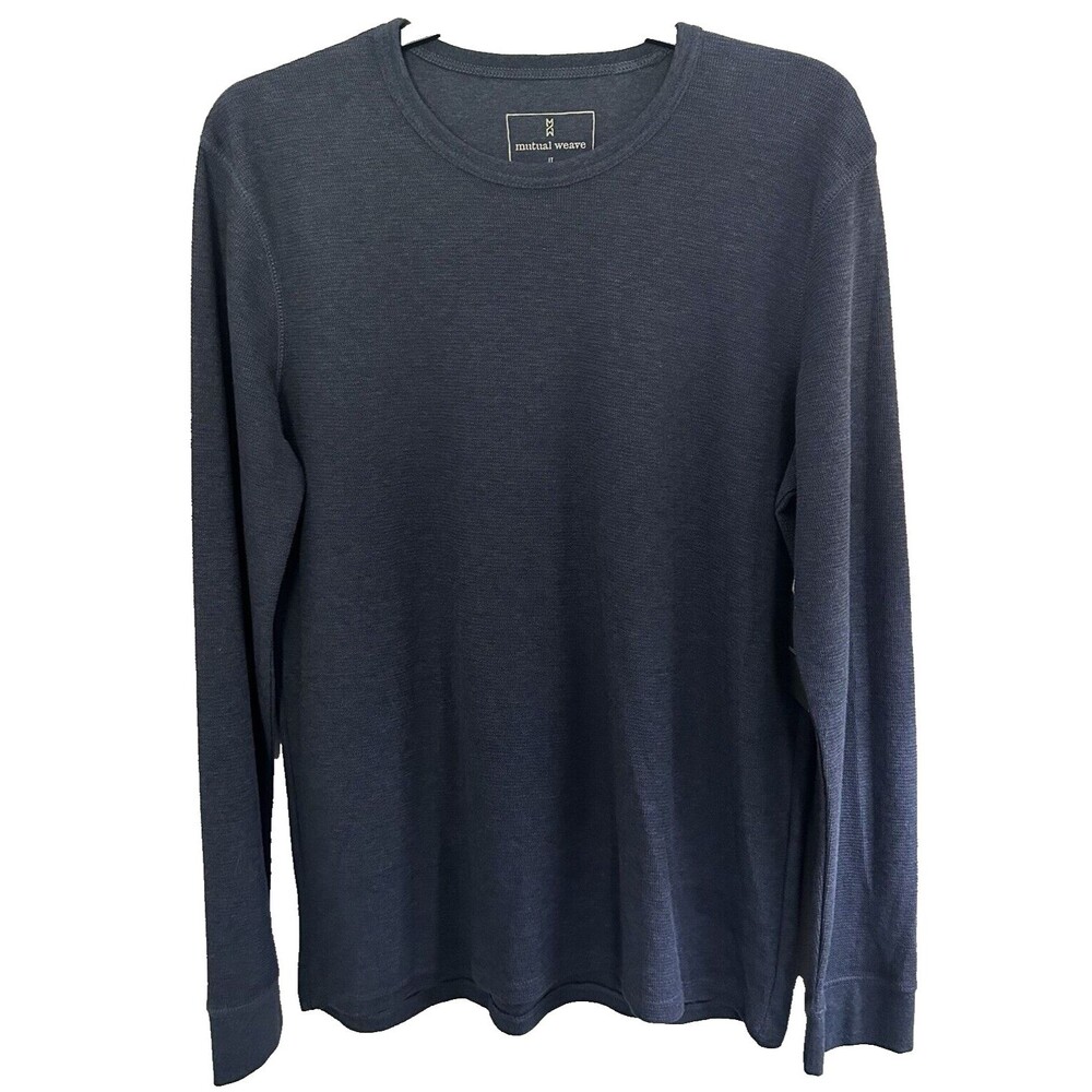 Mutual Weave Shirt Blue Men’s Sz LT Casual Cotton Blend Long Sleeved Crew Neck
